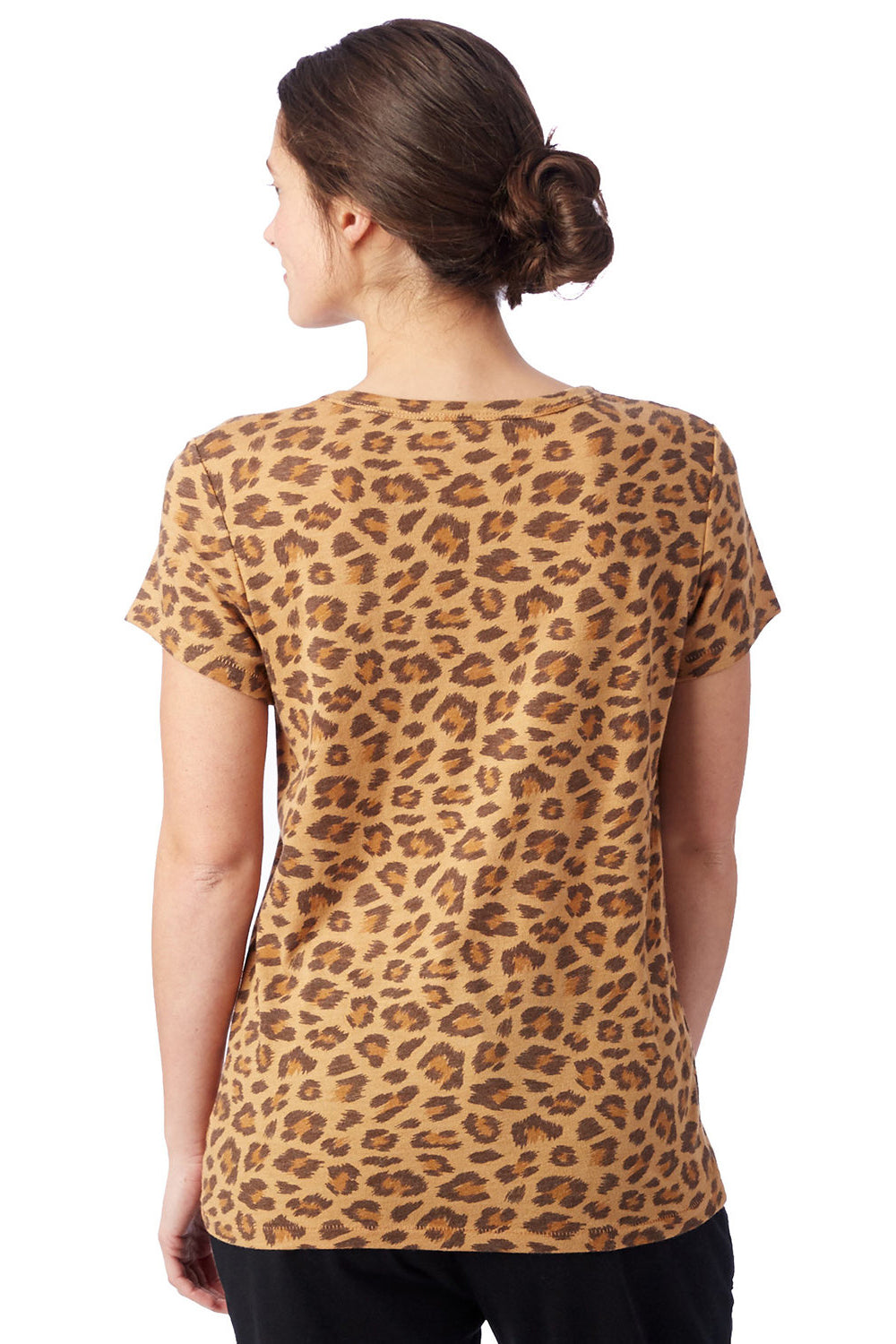 Alternative 1940 Womens Ideal Short Sleeve Crewneck T-Shirt Leopard Model Back