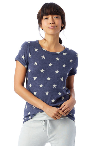 Alternative 1940 Womens Ideal Short Sleeve Crewneck T-Shirt Stars Model Front