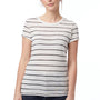 Alternative Womens Ideal Short Sleeve Crewneck T-Shirt - Eco Ivory Ink Stripe - NEW