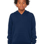 Bella + Canvas Youth Sponge Fleece Hooded Sweatshirt Hoodie w/ Pouch Pocket - Navy Blue
