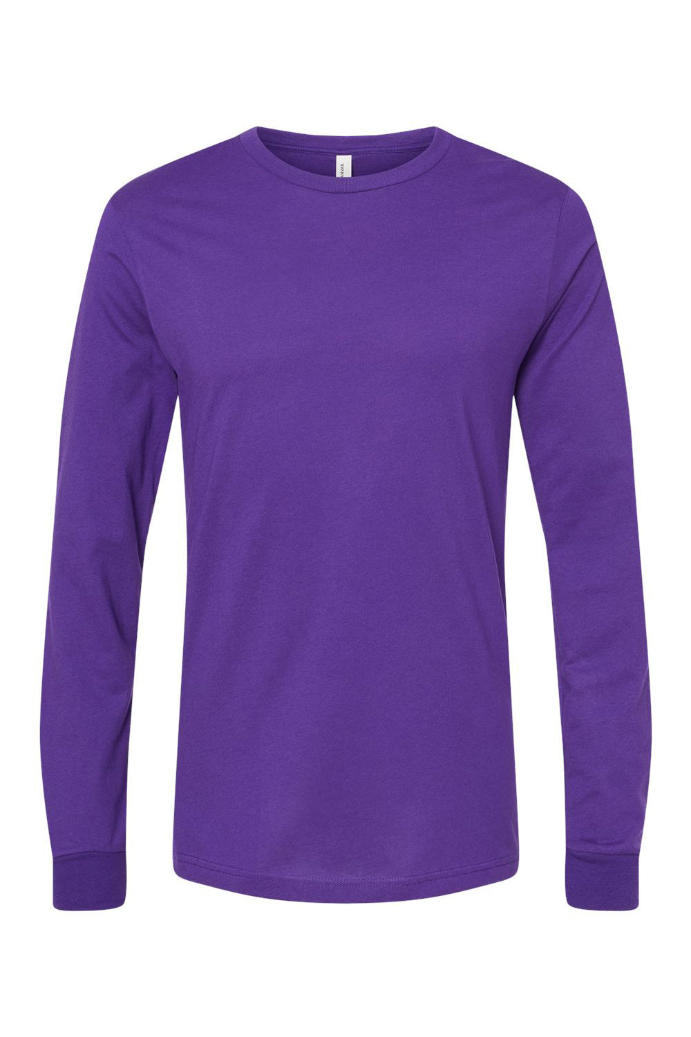 Bella + Canvas BC3501/3501 Mens Jersey Long Sleeve Crewneck T-Shirt Team Purple Flat Front