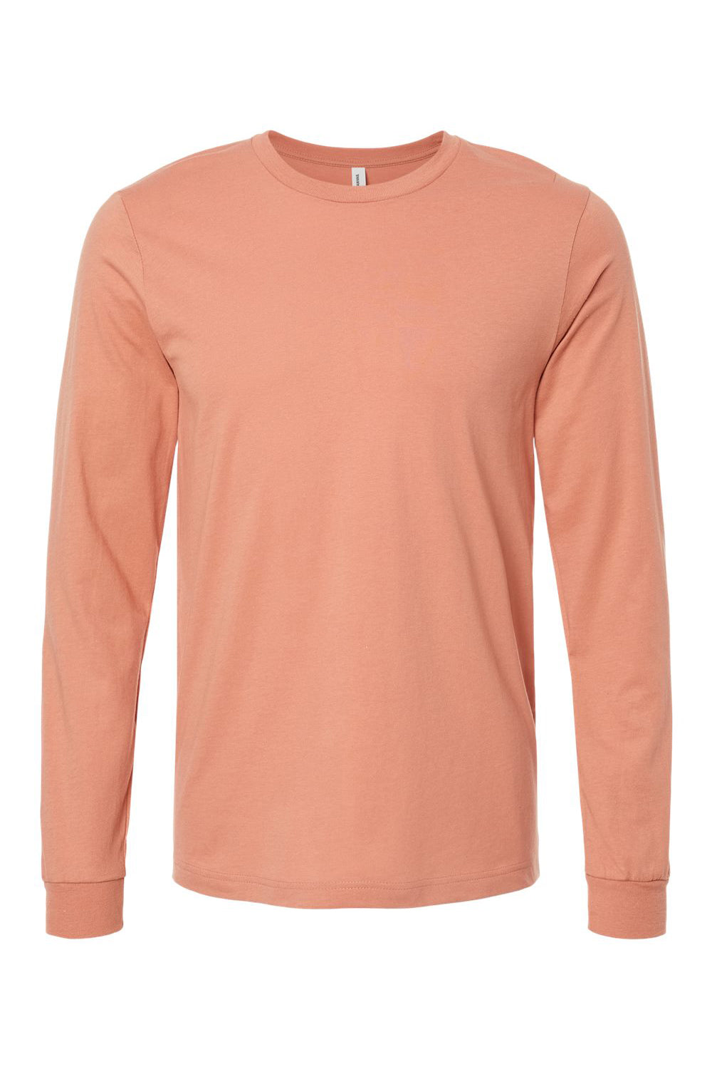 Bella + Canvas BC3501/3501 Mens Jersey Long Sleeve Crewneck T-Shirt Terracotta Flat Front