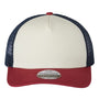 Imperial Hats Mens North Country Snapback Trucker Hat - Vanilla/Red Ribbon/Dark Navy Blue - Closeout
