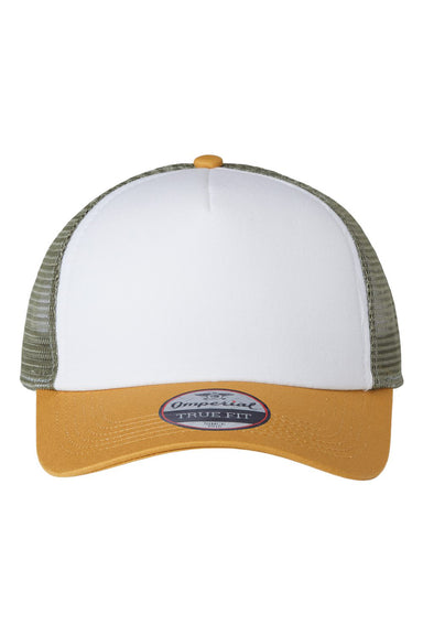 Imperial 1287 Mens North Country Trucker Hat White/Wheat/Elmwood Flat Front