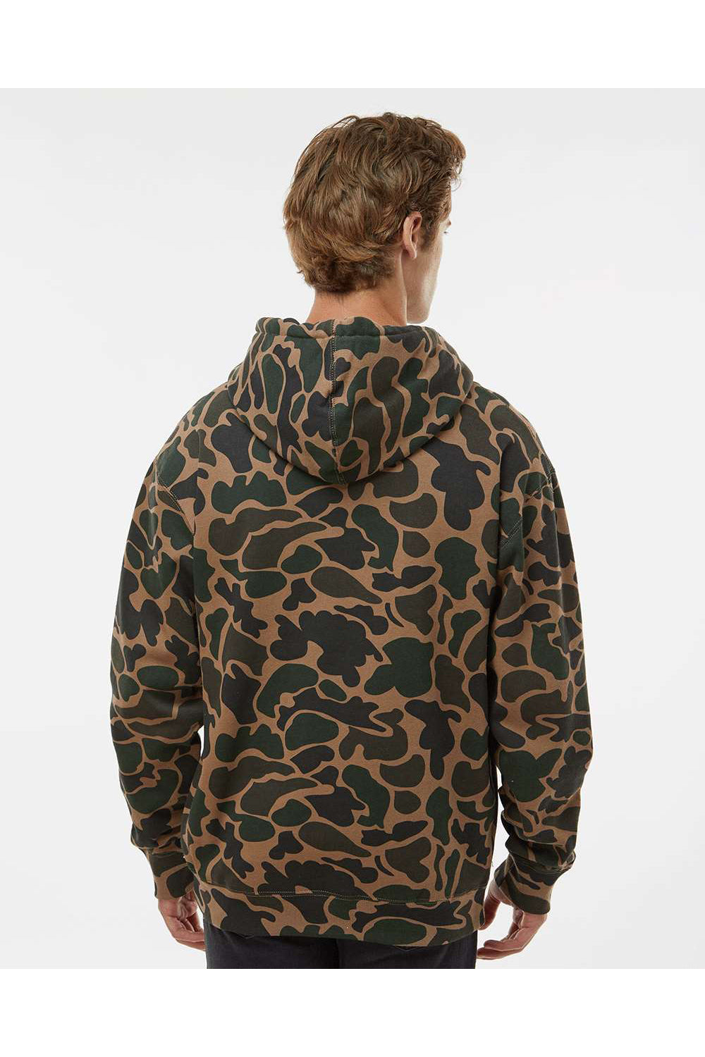 Independent Trading Co. IND4000 Mens Hooded Sweatshirt Hoodie Duck Camo Model Back