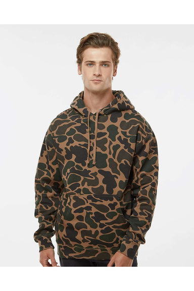 Independent Trading Co. IND4000 Mens Hooded Sweatshirt Hoodie Duck Camo Model Front