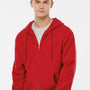 Tultex Mens Full Zip Hooded Sweatshirt Hoodie w/ Pockets - Red