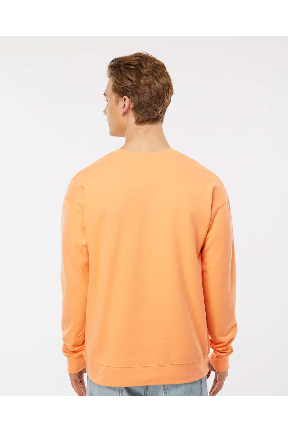 Tultex 340 Mens Fleece Crewneck Sweatshirt Cantaloupe Orange Model Back