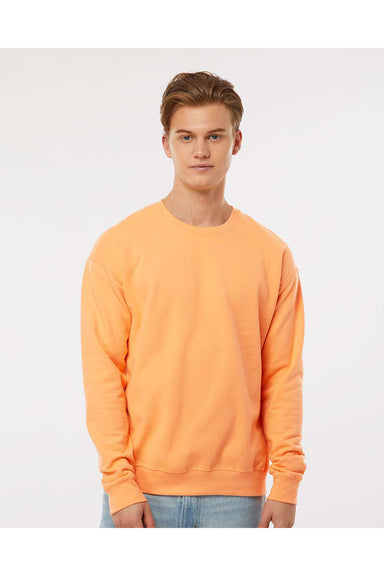Tultex 340 Mens Fleece Crewneck Sweatshirt Cantaloupe Orange Model Front