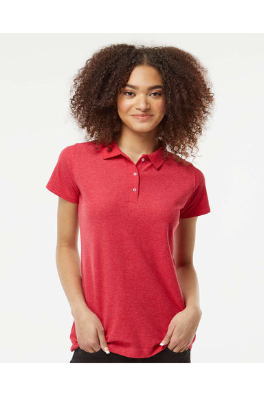 Tultex 401 Womens Sport Shirt Sleeve Polo Shirt Heather Red Model Front