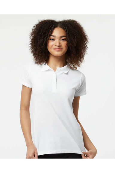Tultex 401 Womens Sport Shirt Sleeve Polo Shirt White Model Front