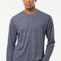 Tultex Mens Poly-Rich Long Sleeve Crewneck T-Shirt - Heather Navy Blue