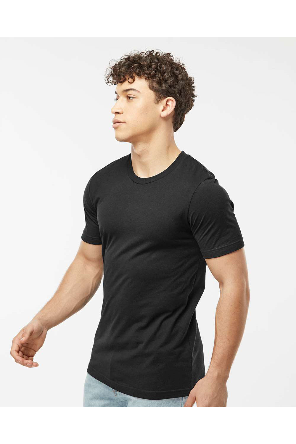 Tultex 502 Mens Premium Short Sleeve Crewneck T-Shirt Black Model Side