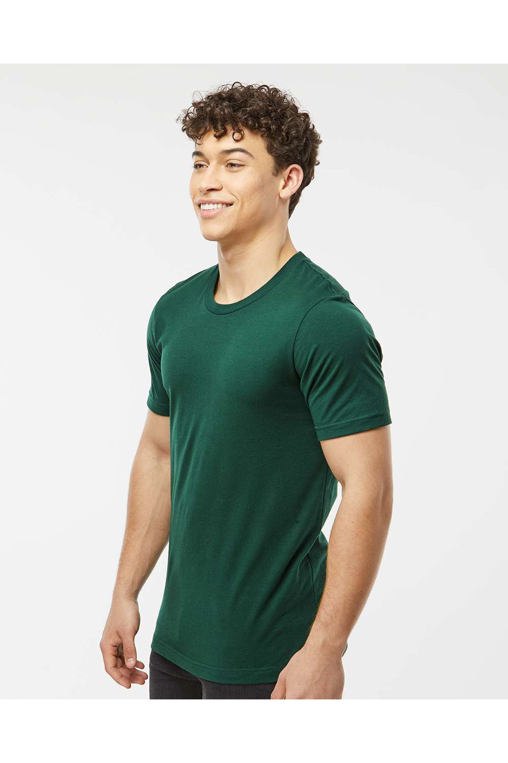 Tultex 502 Mens Premium Short Sleeve Crewneck T-Shirt Forest Green Model Side