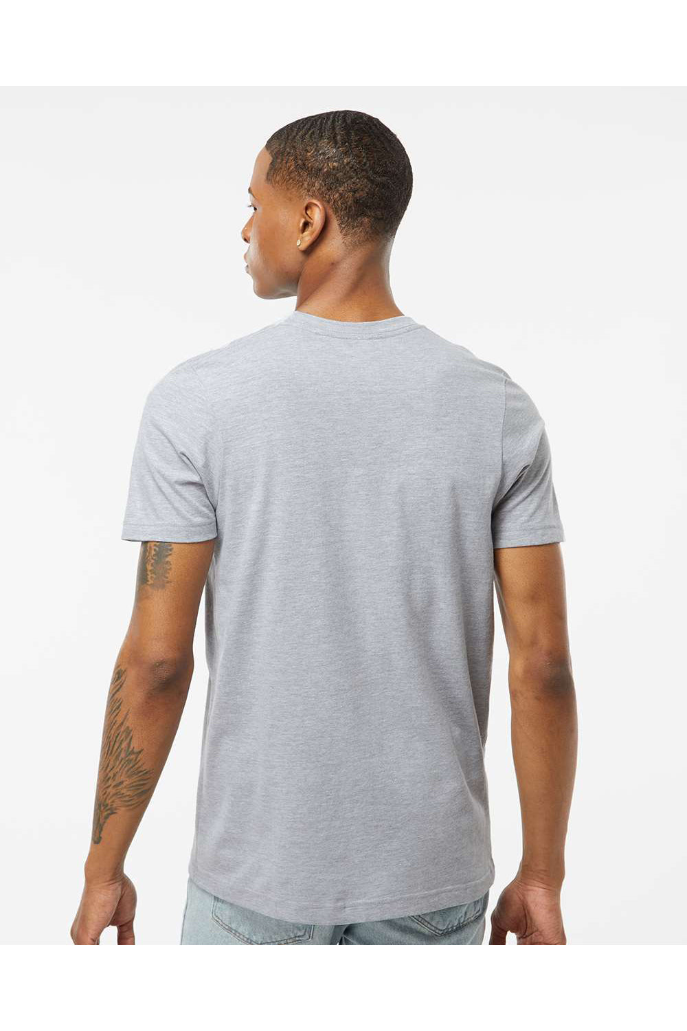 Tultex 502 Mens Premium Short Sleeve Crewneck T-Shirt Heather Grey Model Back