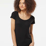 Tultex Womens Poly-Rich Short Sleeve Scoop Neck T-Shirt - Black - NEW