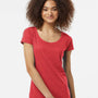 Tultex Womens Poly-Rich Short Sleeve Scoop Neck T-Shirt - Heather Red - NEW