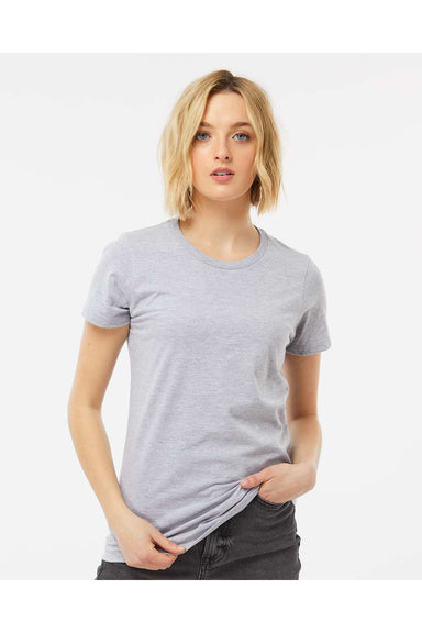 Tultex 516 Womens Premium Short Sleeve Crewneck T-Shirt Heather Grey Model Front