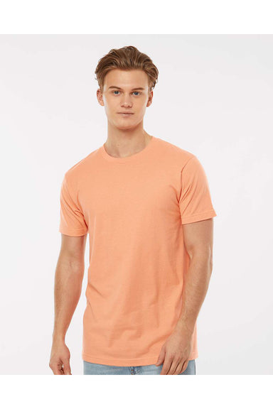 Tultex 202 Mens Fine Jersey Short Sleeve Crewneck T-Shirt Cantaloupe Orange Model Front