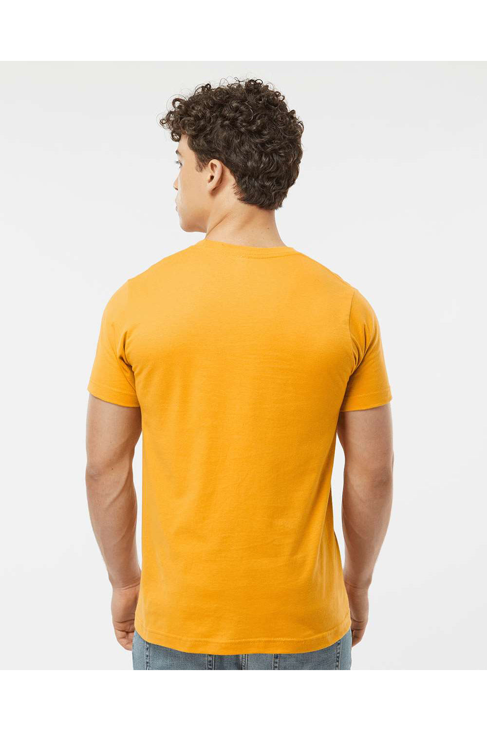 Tultex 202 Mens Fine Jersey Short Sleeve Crewneck T-Shirt Gold Model Back