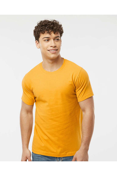 Tultex 202 Mens Fine Jersey Short Sleeve Crewneck T-Shirt Gold Model Front