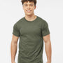 Tultex Mens Fine Jersey Short Sleeve Crewneck T-Shirt - Heather Military Green - NEW