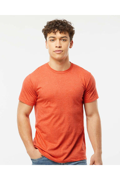 Tultex 202 Mens Fine Jersey Short Sleeve Crewneck T-Shirt Heather Orange Model Front