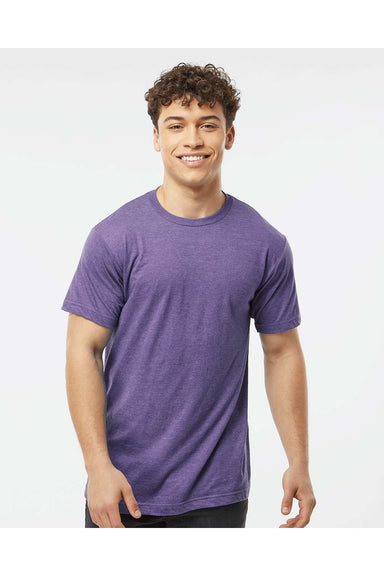Tultex 202 Mens Fine Jersey Short Sleeve Crewneck T-Shirt Heather Purple Model Front