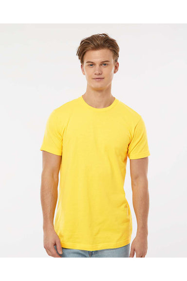 Tultex 202 Mens Fine Jersey Short Sleeve Crewneck T-Shirt Sunshine Yellow Model Front
