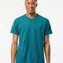 Tultex Mens Fine Jersey Short Sleeve Crewneck T-Shirt - Teal Blue - NEW