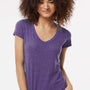 Tultex Womens Poly-Rich Short Sleeve V-Neck T-Shirt - Heather Purple - Closeout