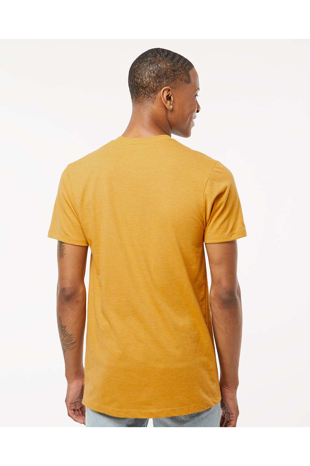 Tultex 541 Mens Premium Short Sleeve Crewneck T-Shirt Heather Antique Gold Model Back
