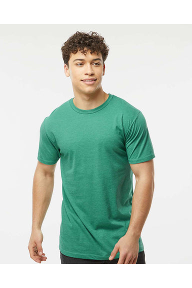 Tultex 541 Mens Premium Short Sleeve Crewneck T-Shirt Heather Kelly Green Model Front