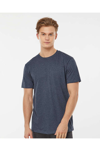 Tultex 541 Mens Premium Short Sleeve Crewneck T-Shirt Heather Navy Blue Model Front