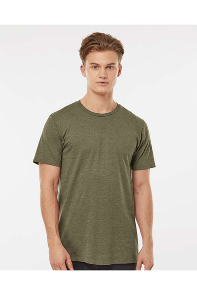 Tultex 541 Mens Premium Short Sleeve Crewneck T-Shirt Heather Olive Green Model Front