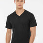 Tultex Mens Poly-Rich Short Sleeve V-Neck T-Shirt - Black