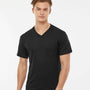 Tultex Mens Poly-Rich Short Sleeve V-Neck T-Shirt - Black - NEW