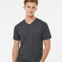 Tultex Mens Poly-Rich Short Sleeve V-Neck T-Shirt - Heather Charcoal Grey - NEW