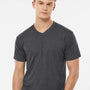 Tultex Mens Poly-Rich Short Sleeve V-Neck T-Shirt - Heather Charcoal Grey