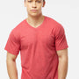 Tultex Mens Poly-Rich Short Sleeve V-Neck T-Shirt - Heather Red