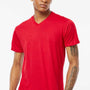 Tultex Mens Poly-Rich Short Sleeve V-Neck T-Shirt - Red - Closeout