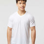Tultex Mens Poly-Rich Short Sleeve V-Neck T-Shirt - White - NEW