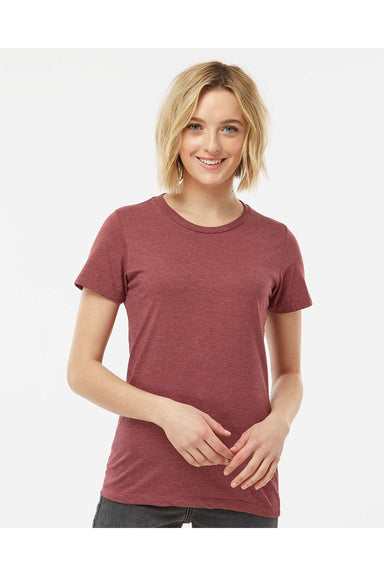 Tultex 542 Womens Premium Short Sleeve Crewneck T-Shirt Heather Burgundy Model Front