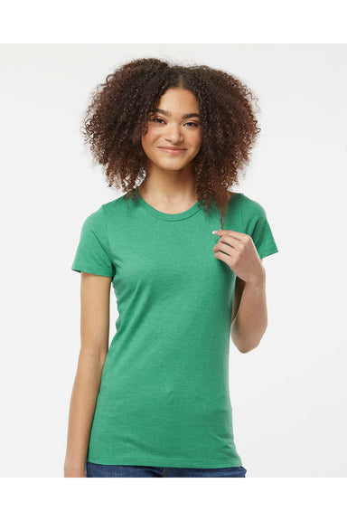 Tultex 542 Womens Premium Short Sleeve Crewneck T-Shirt Heather Kelly Green Model Front