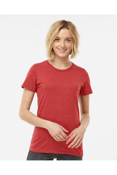 Tultex 542 Womens Premium Short Sleeve Crewneck T-Shirt Heather Red Model Front