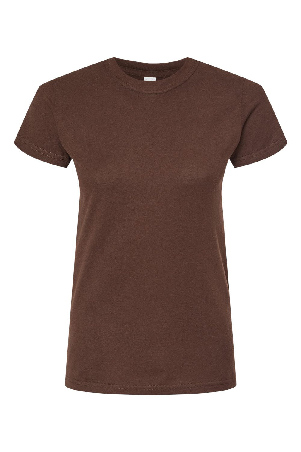 Tultex 213 Womens Fine Jersey Slim Fit Short Sleeve Crewneck T-Shirt Brown Flat Front