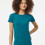 Tultex Womens Fine Jersey Slim Fit Short Sleeve Crewneck T-Shirt - Teal Blue - NEW