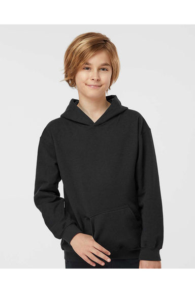 Tultex 320Y Youth Hooded Sweatshirt Hoodie Black Model Front