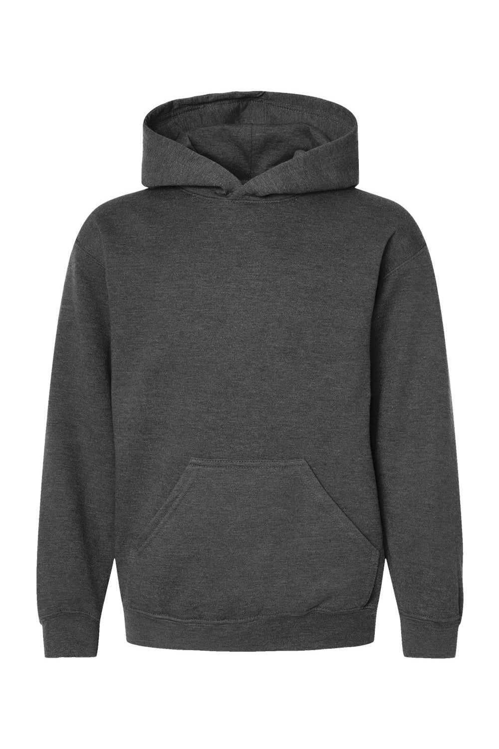 Tultex 320Y Youth Hooded Sweatshirt Hoodie Heather Charcoal Grey Flat Front