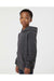 Tultex 320Y Youth Hooded Sweatshirt Hoodie Heather Charcoal Grey Model Side